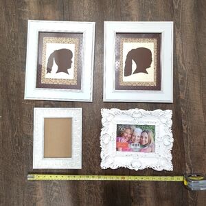 Lot Of Picture Frames - Elegant White and Brown Picture Frame Set